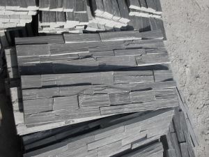 dark grey Stacked Slate Stone Wall Panel For Fireplace Wall Cladding