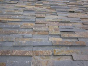 Custom black nature slate wall flat culture stone, black slate stacked cultural wall natural stone