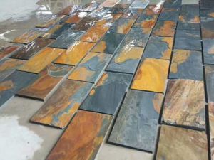 Rustic slate pool paving stones